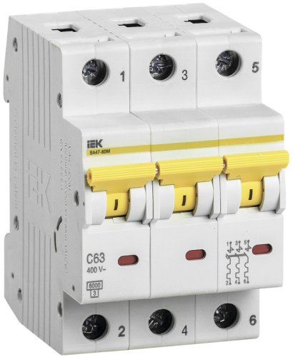 Выключатель автоматический IEK KARAT ВА47-60М 3п 63А C 6кА картинка